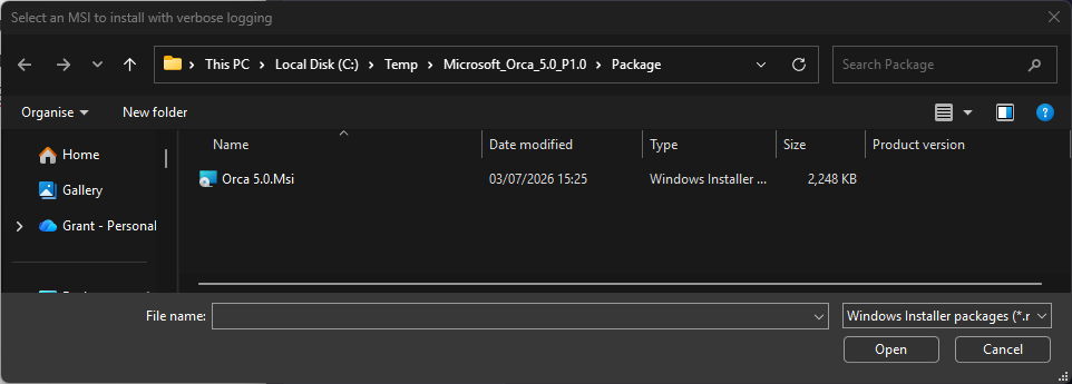 Install with Verbose Log, prompting for an optional MST transform